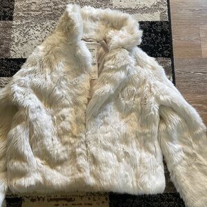 Elegant White Faux Fur Jacket